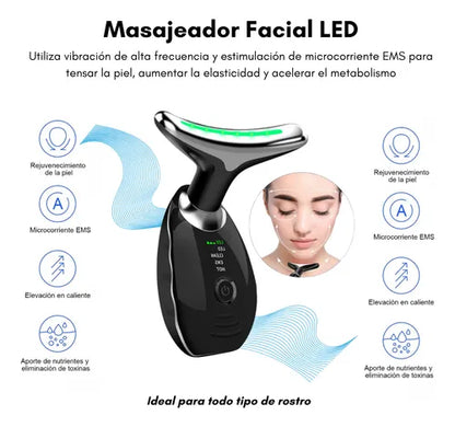 Masajeador Facial LED con Microcorriente EMS